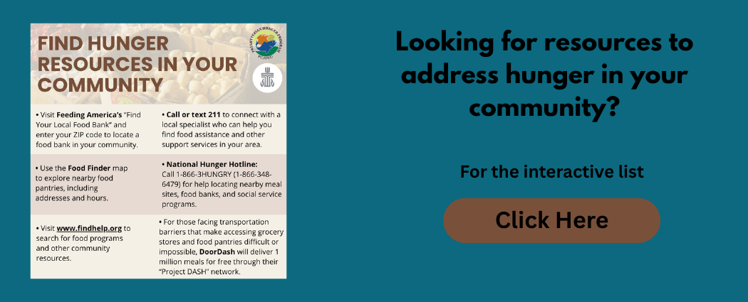 Click here for a clickable PDF of hunger resources.